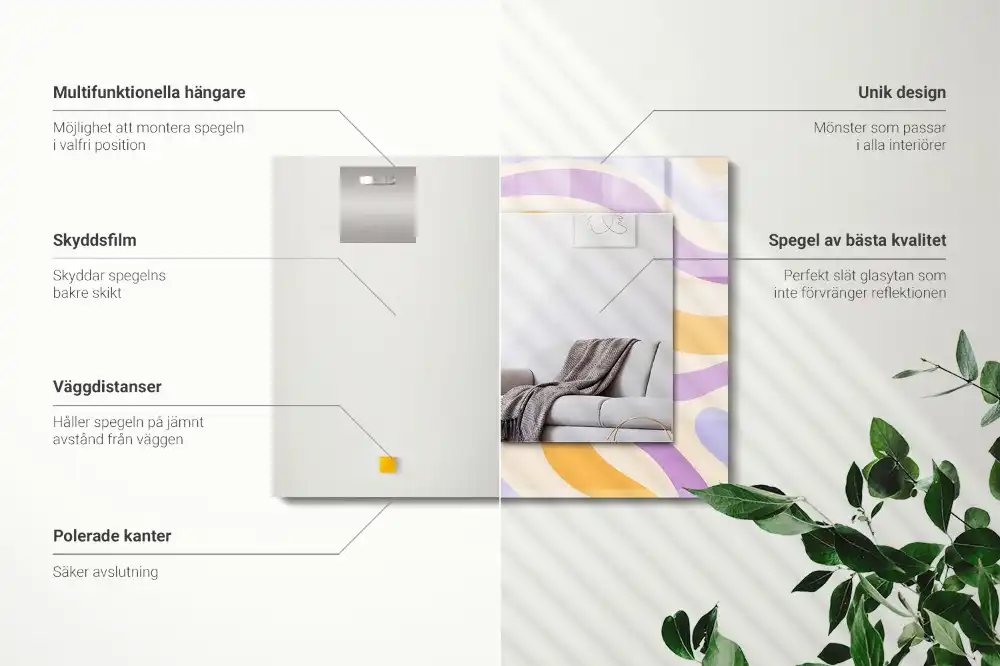 Specchio rettangolare con cornice stampata Motivi astratti colorati