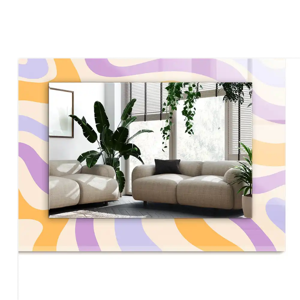 Specchio rettangolare con cornice stampata Motivi astratti colorati