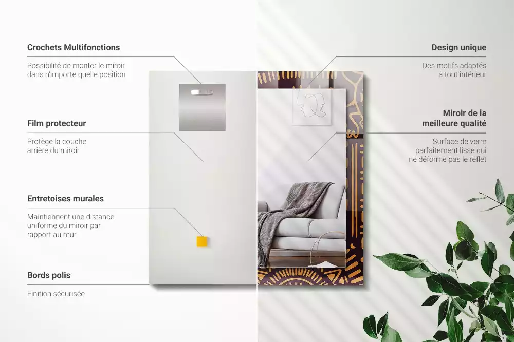 Specchio rettangolare stampato Modello etnico