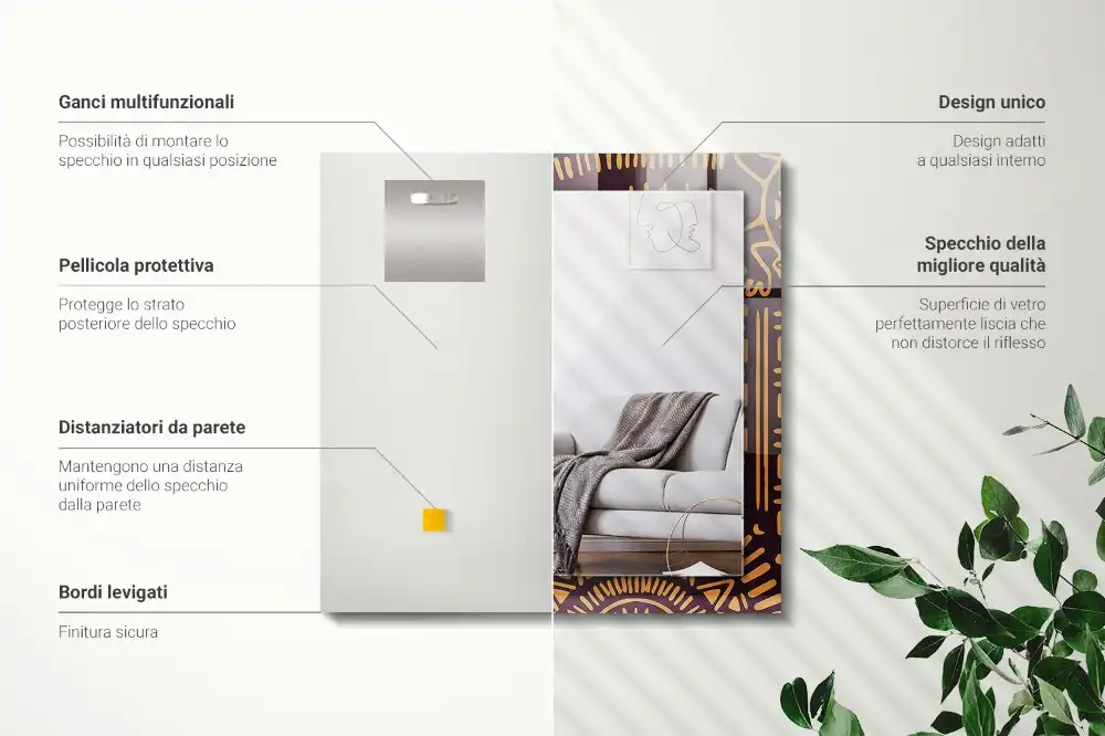 Specchio rettangolare stampato Modello etnico