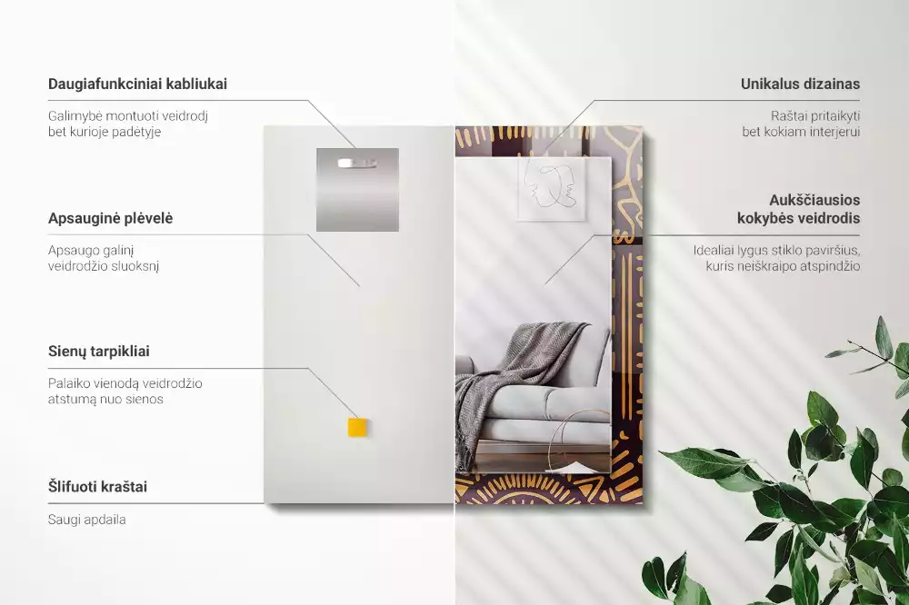 Specchio rettangolare stampato Modello etnico