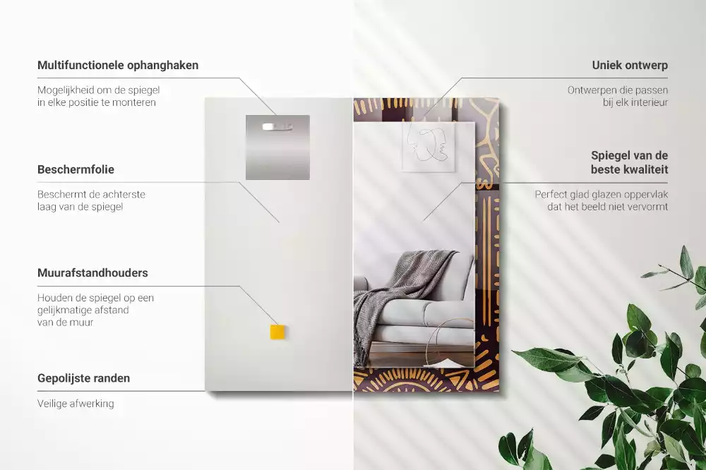 Specchio rettangolare stampato Modello etnico