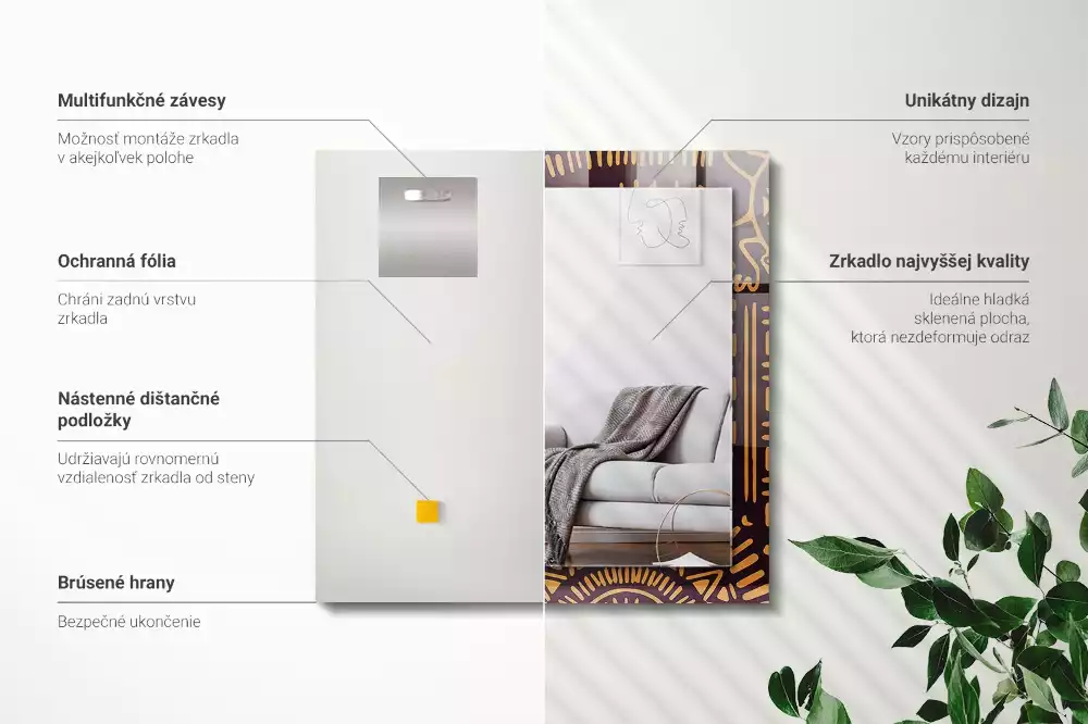 Specchio rettangolare stampato Modello etnico