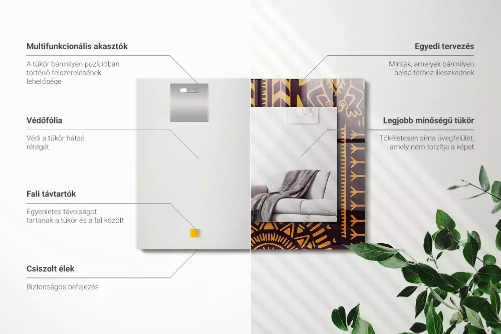 Specchio rettangolare stampato Modello etnico