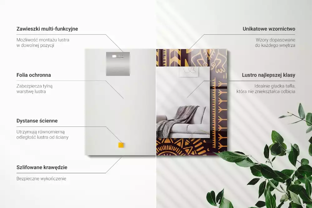 Specchio rettangolare stampato Modello etnico