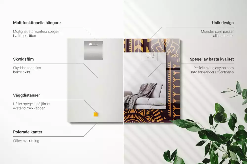 Specchio rettangolare stampato Modello etnico