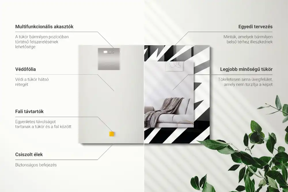 Specchio rettangolare decoro Geometria in bianco e nero