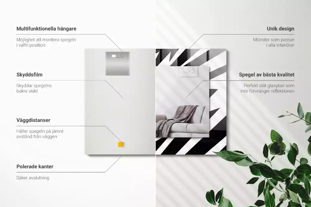 Specchio rettangolare decoro Geometria in bianco e nero
