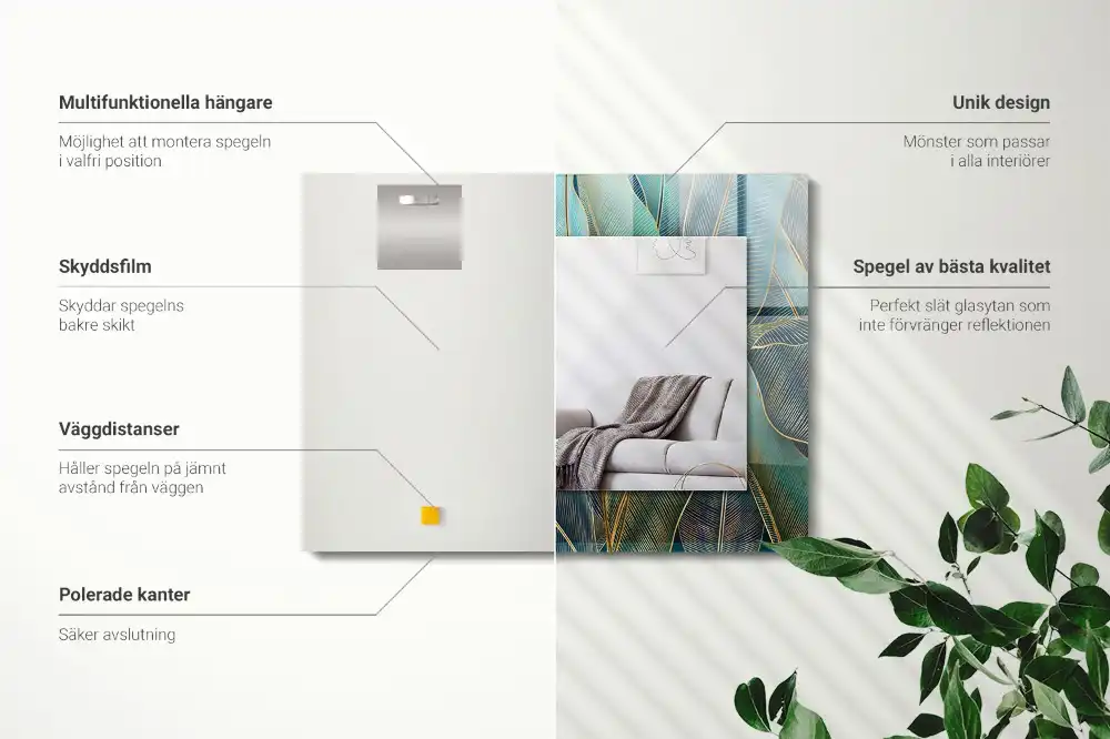 Specchio rettangolare stampato Lascia linee