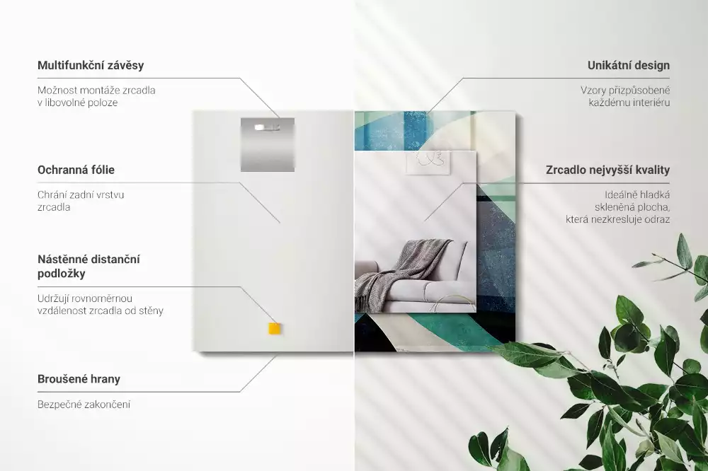 Specchio rettangolare decoro Motivi astratti colorati