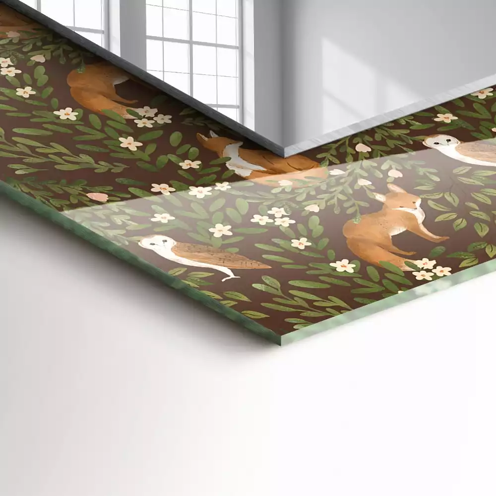 Specchio rettangolare con cornice stampata La volpe e il gufo