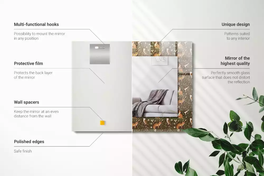 Specchio rettangolare con cornice stampata La volpe e il gufo