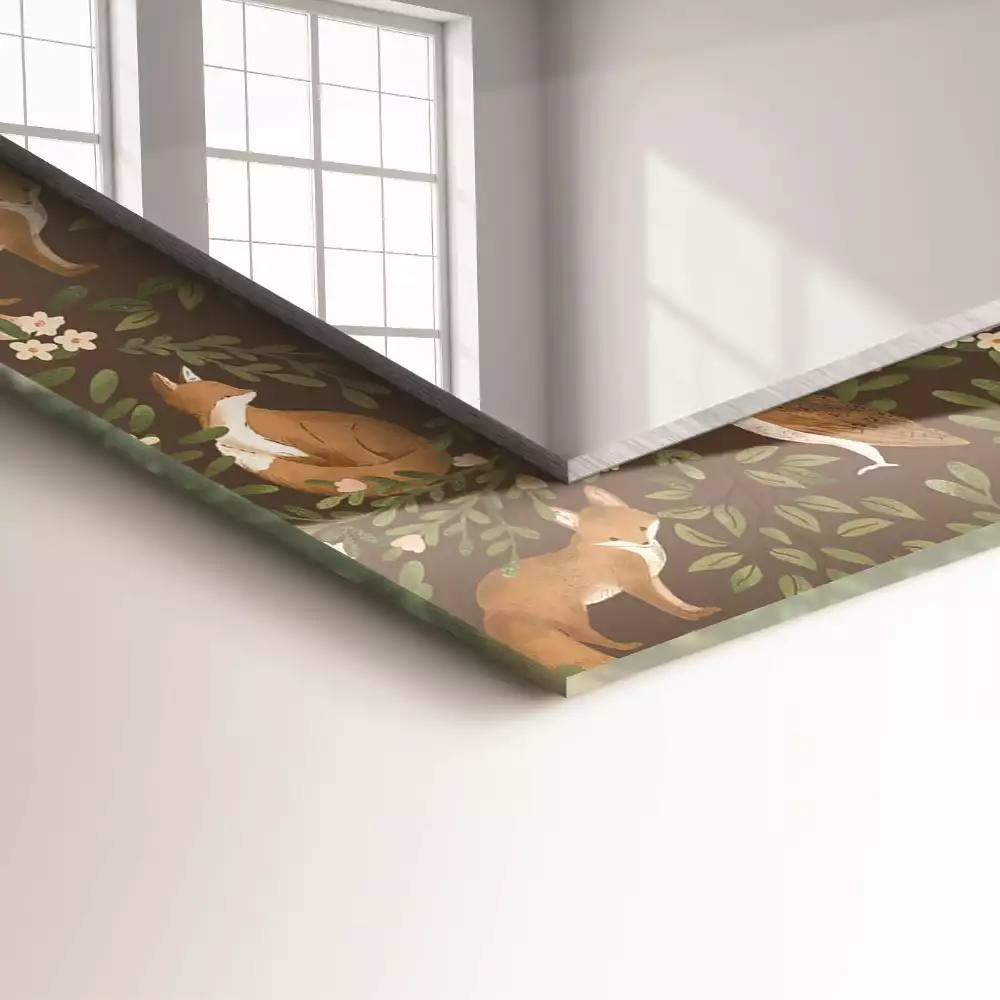 Specchio rettangolare con cornice stampata La volpe e il gufo