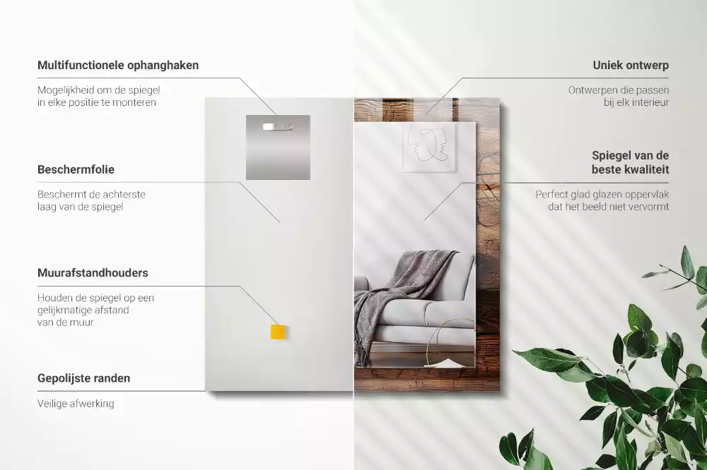 Specchio rettangolare stampato Trama della tavola di legno