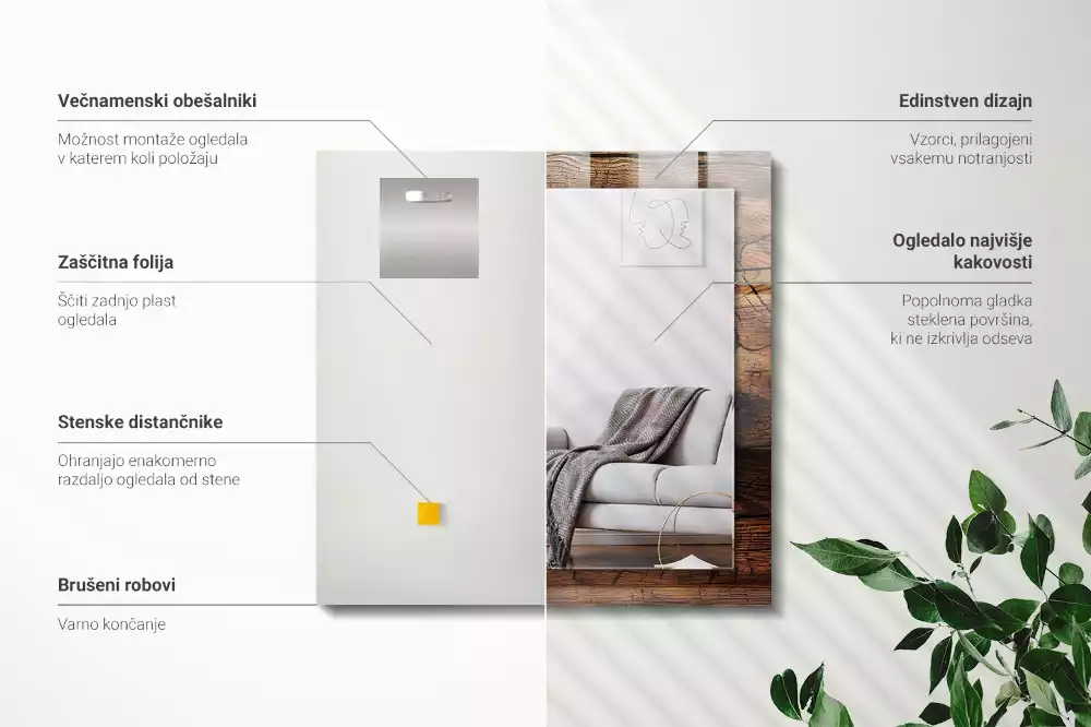 Specchio rettangolare stampato Trama della tavola di legno