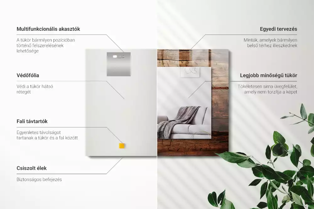 Specchio rettangolare stampato Trama della tavola di legno