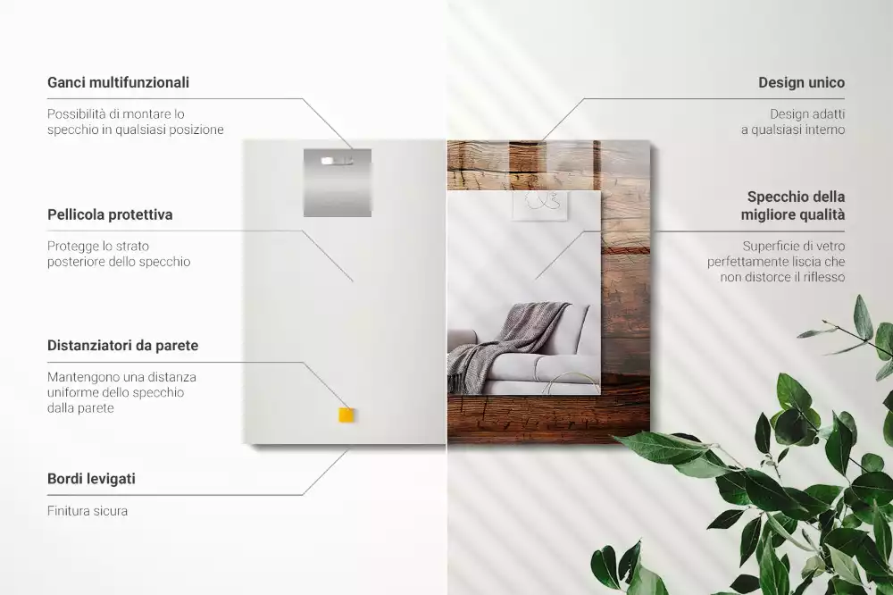 Specchio rettangolare stampato Trama della tavola di legno