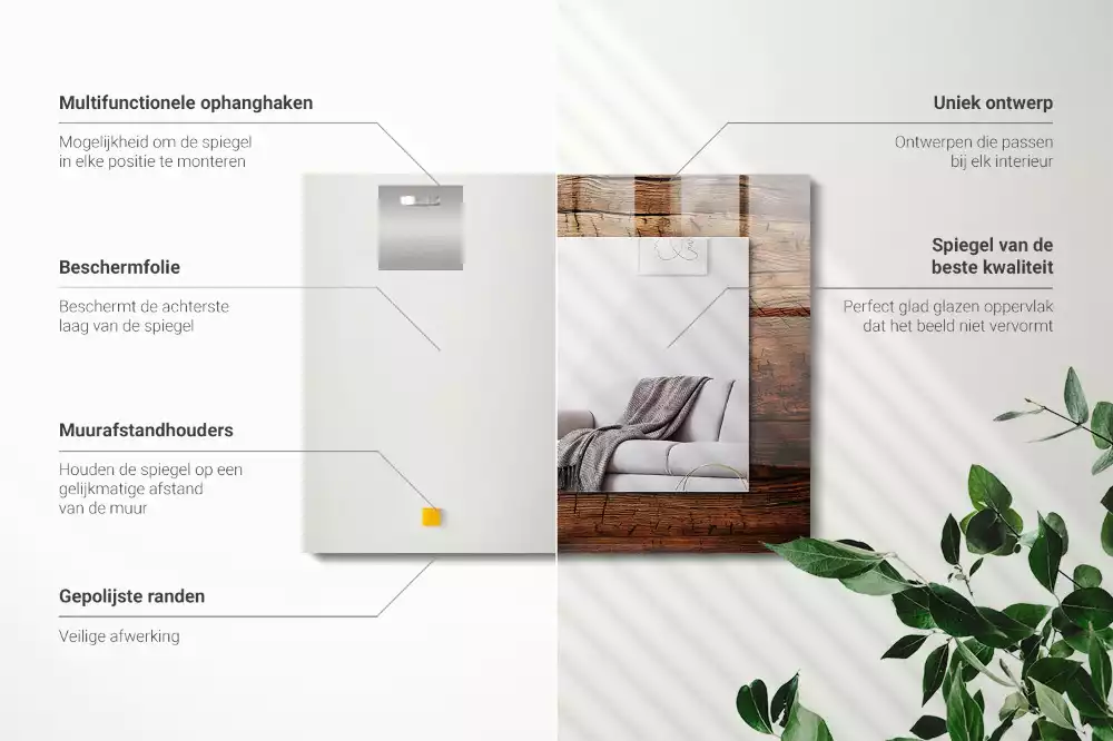 Specchio rettangolare stampato Trama della tavola di legno