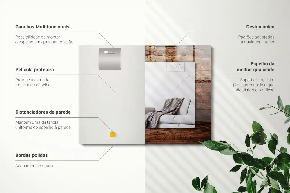 Specchio rettangolare stampato Trama della tavola di legno