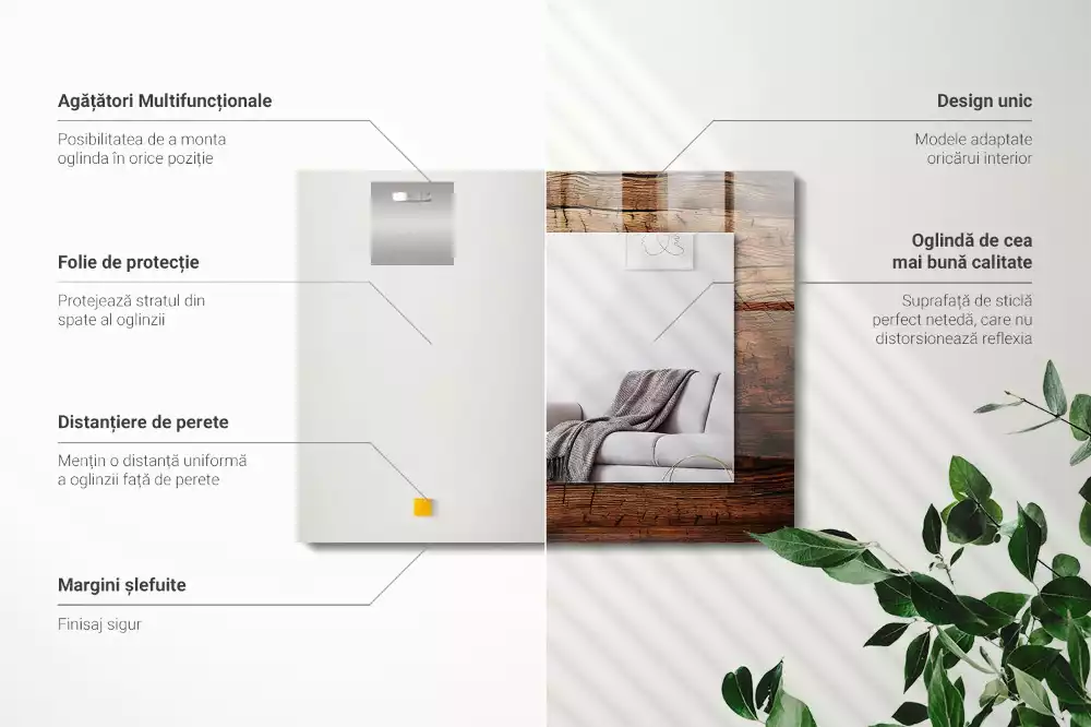 Specchio rettangolare stampato Trama della tavola di legno