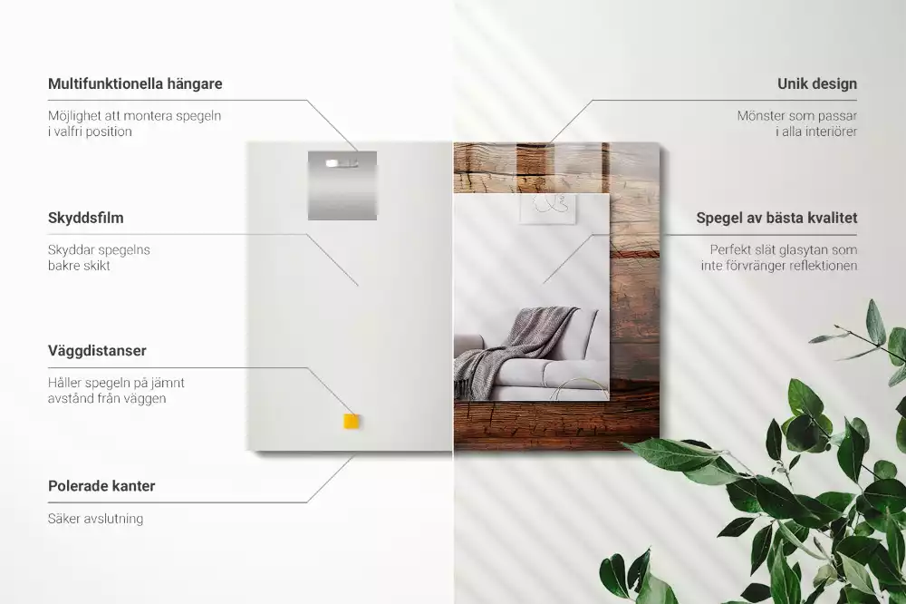 Specchio rettangolare stampato Trama della tavola di legno