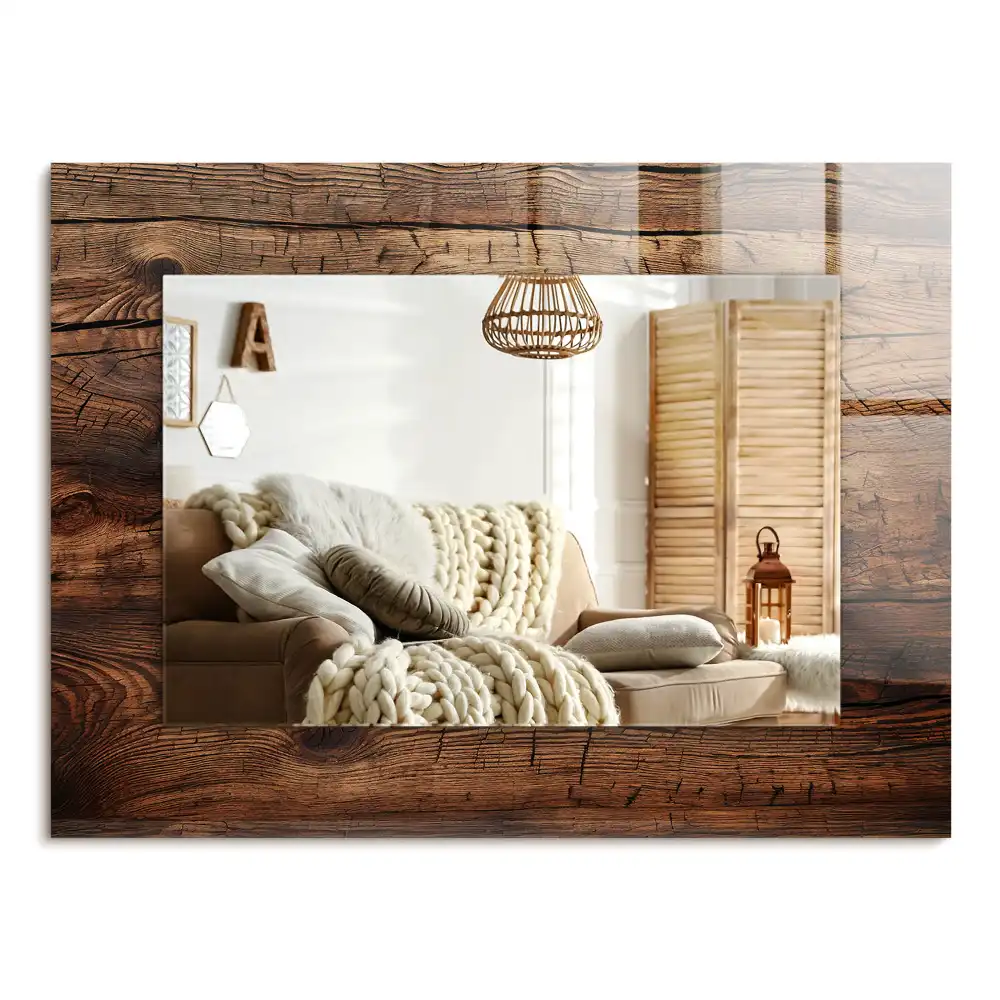 Specchio rettangolare stampato Trama della tavola di legno