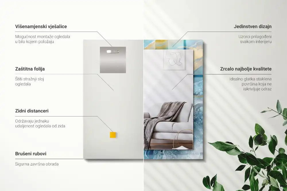 Specchio rettangolare decoro Resina di marmo astratta