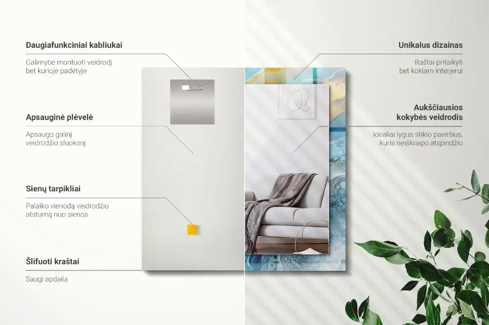 Specchio rettangolare decoro Resina di marmo astratta