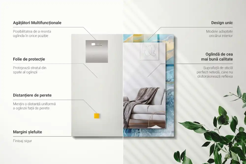 Specchio rettangolare decoro Resina di marmo astratta