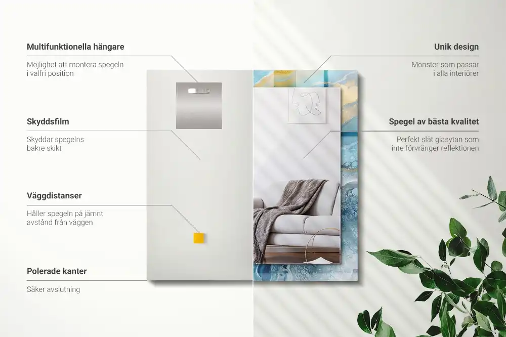 Specchio rettangolare decoro Resina di marmo astratta