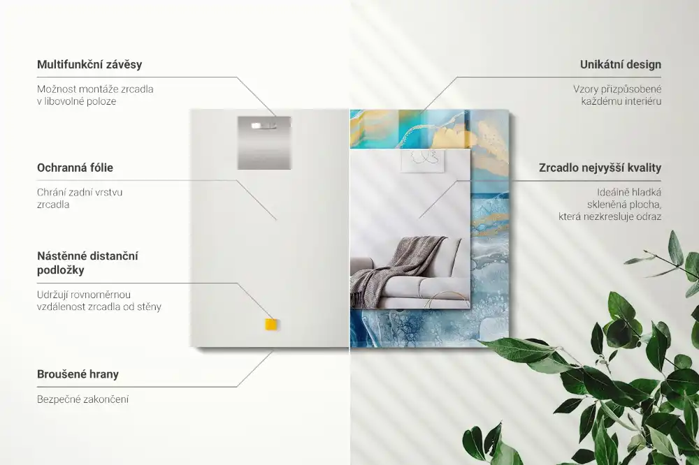 Specchio rettangolare decoro Resina di marmo astratta