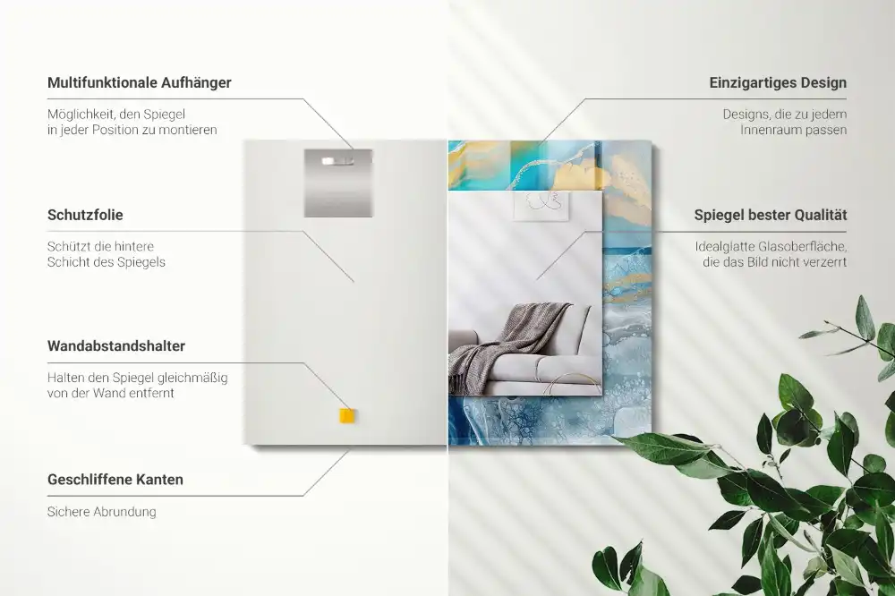 Specchio rettangolare decoro Resina di marmo astratta