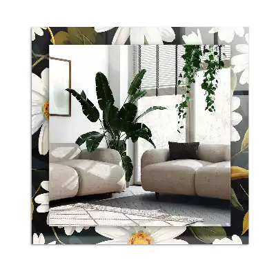 Specchio rettangolare decoro Foglie di margherita bianca