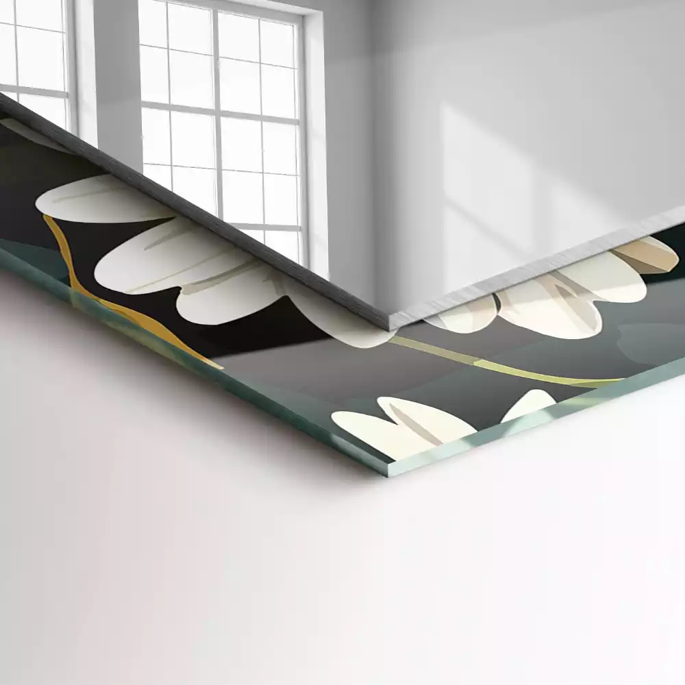 Specchio rettangolare decoro Foglie di margherita bianca