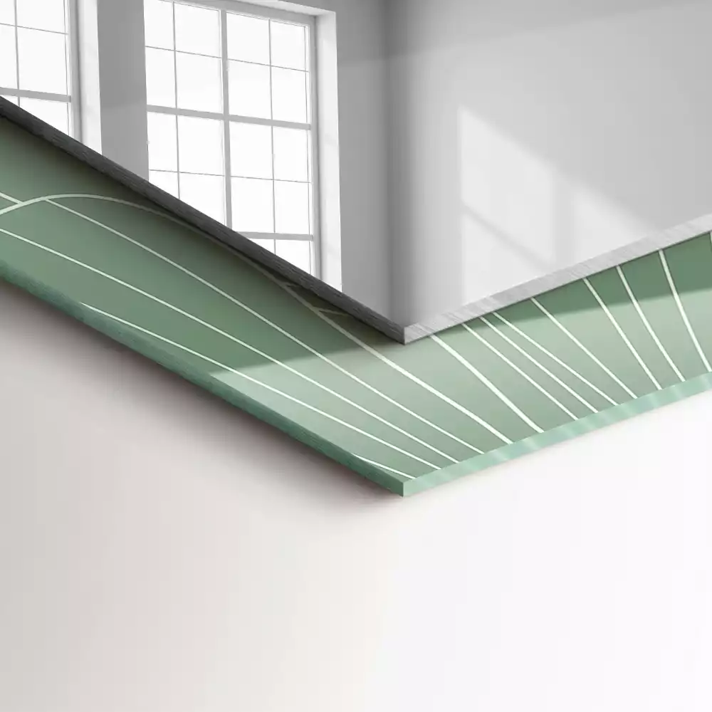 Specchio rettangolare con cornice stampata Foglie di ginkgo