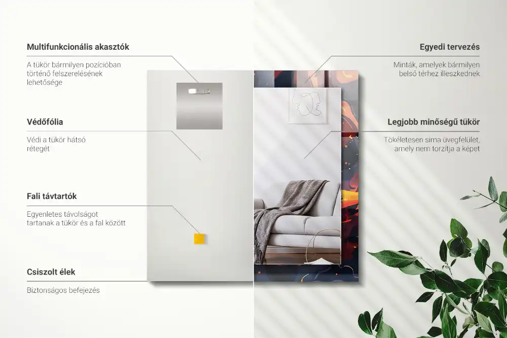 Specchio rettangolare stampato Lava vulcanica