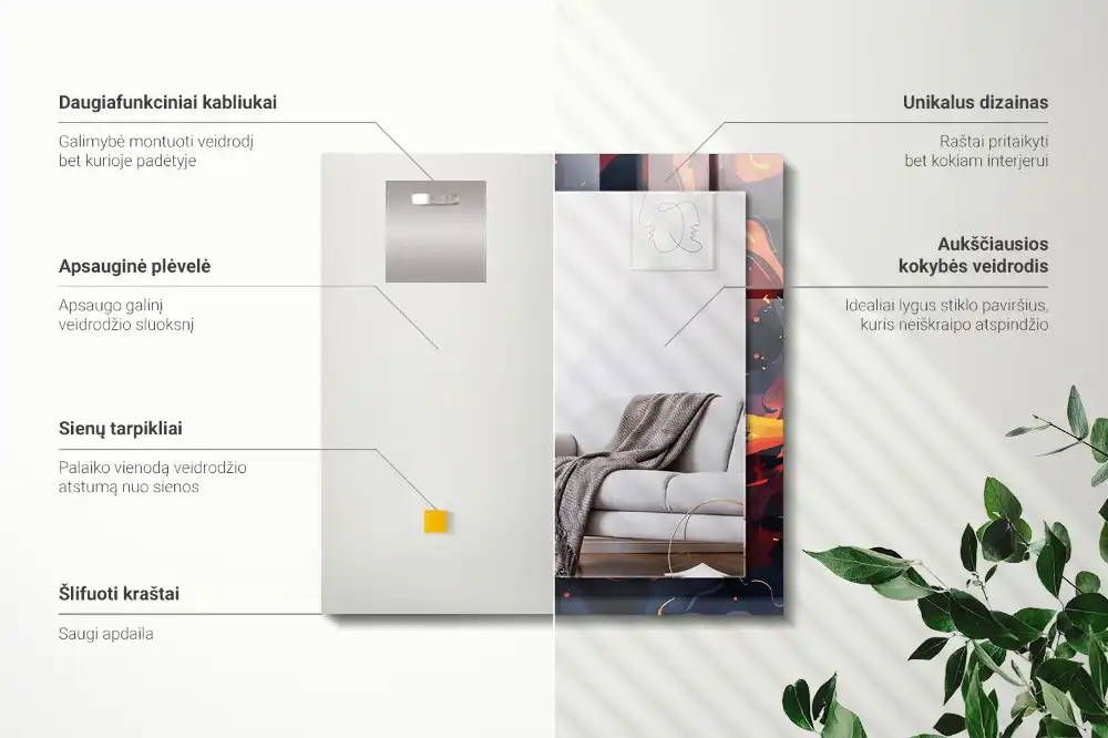 Specchio rettangolare stampato Lava vulcanica