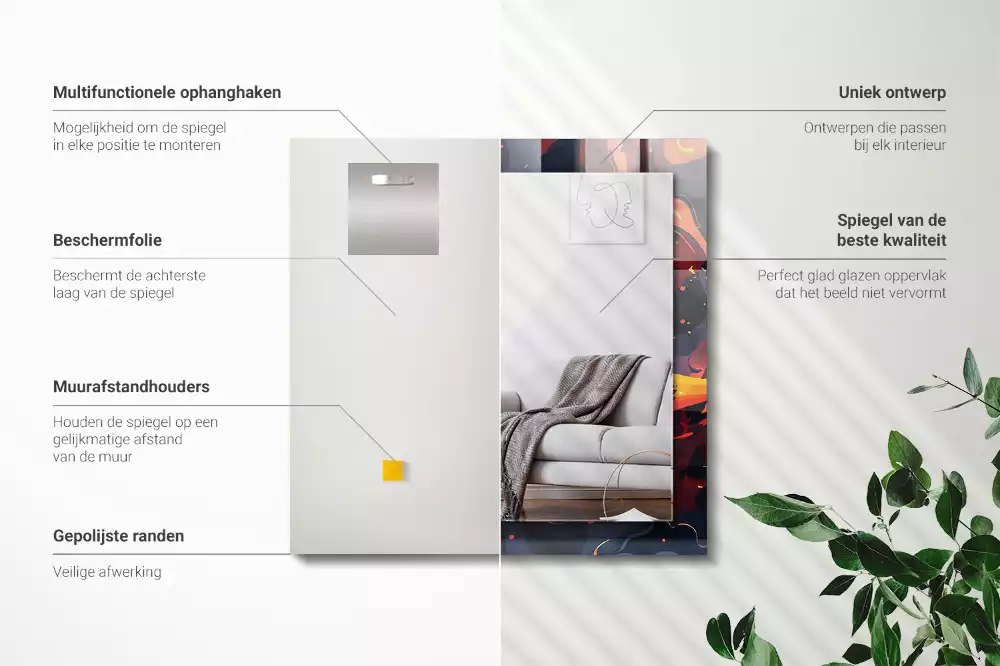 Specchio rettangolare stampato Lava vulcanica