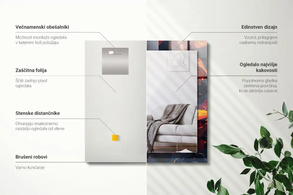 Specchio rettangolare stampato Lava vulcanica