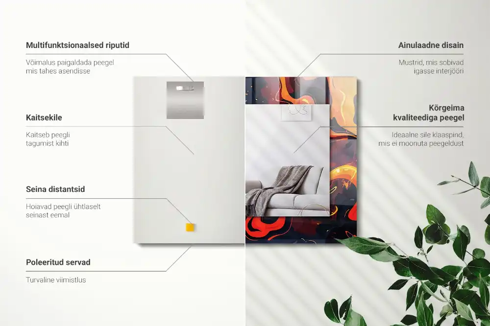 Specchio rettangolare stampato Lava vulcanica