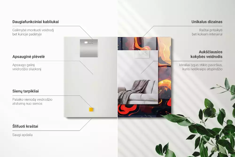 Specchio rettangolare stampato Lava vulcanica