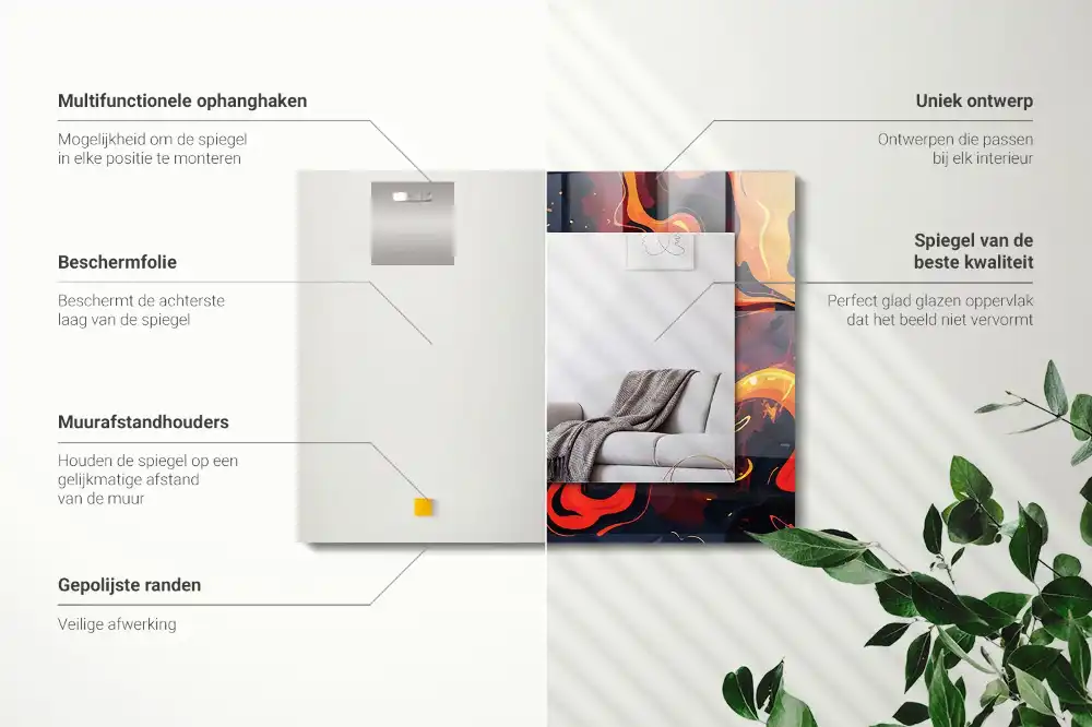 Specchio rettangolare stampato Lava vulcanica