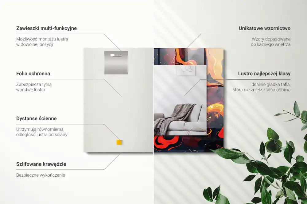 Specchio rettangolare stampato Lava vulcanica