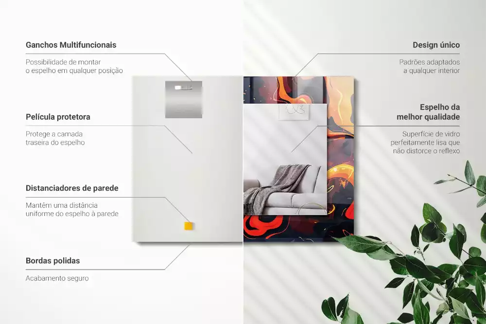 Specchio rettangolare stampato Lava vulcanica