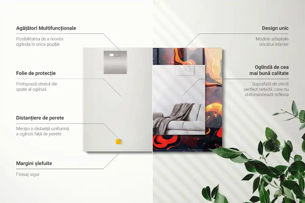 Specchio rettangolare stampato Lava vulcanica