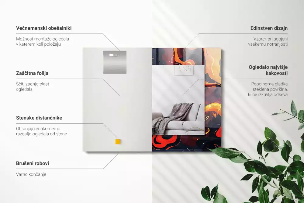 Specchio rettangolare stampato Lava vulcanica