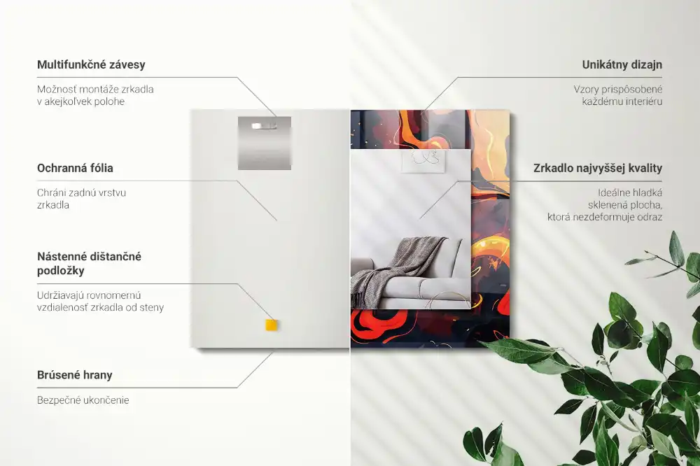 Specchio rettangolare stampato Lava vulcanica