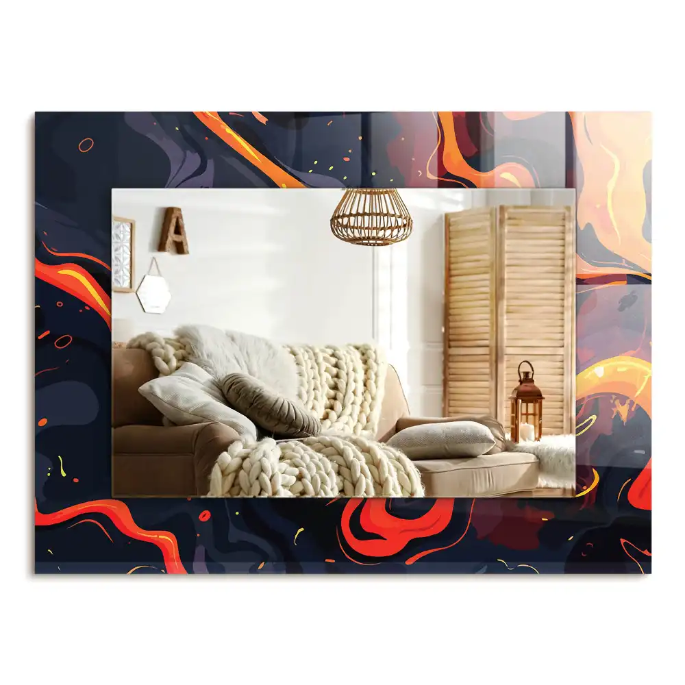 Specchio rettangolare stampato Lava vulcanica