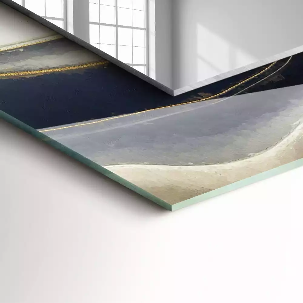 Specchio rettangolare con cornice stampata Onde di colore astratte