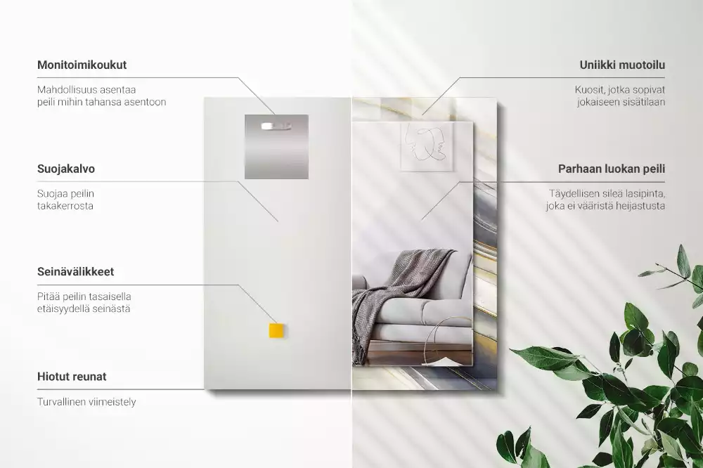 Specchio rettangolare con cornice stampata Onde di colore astratte